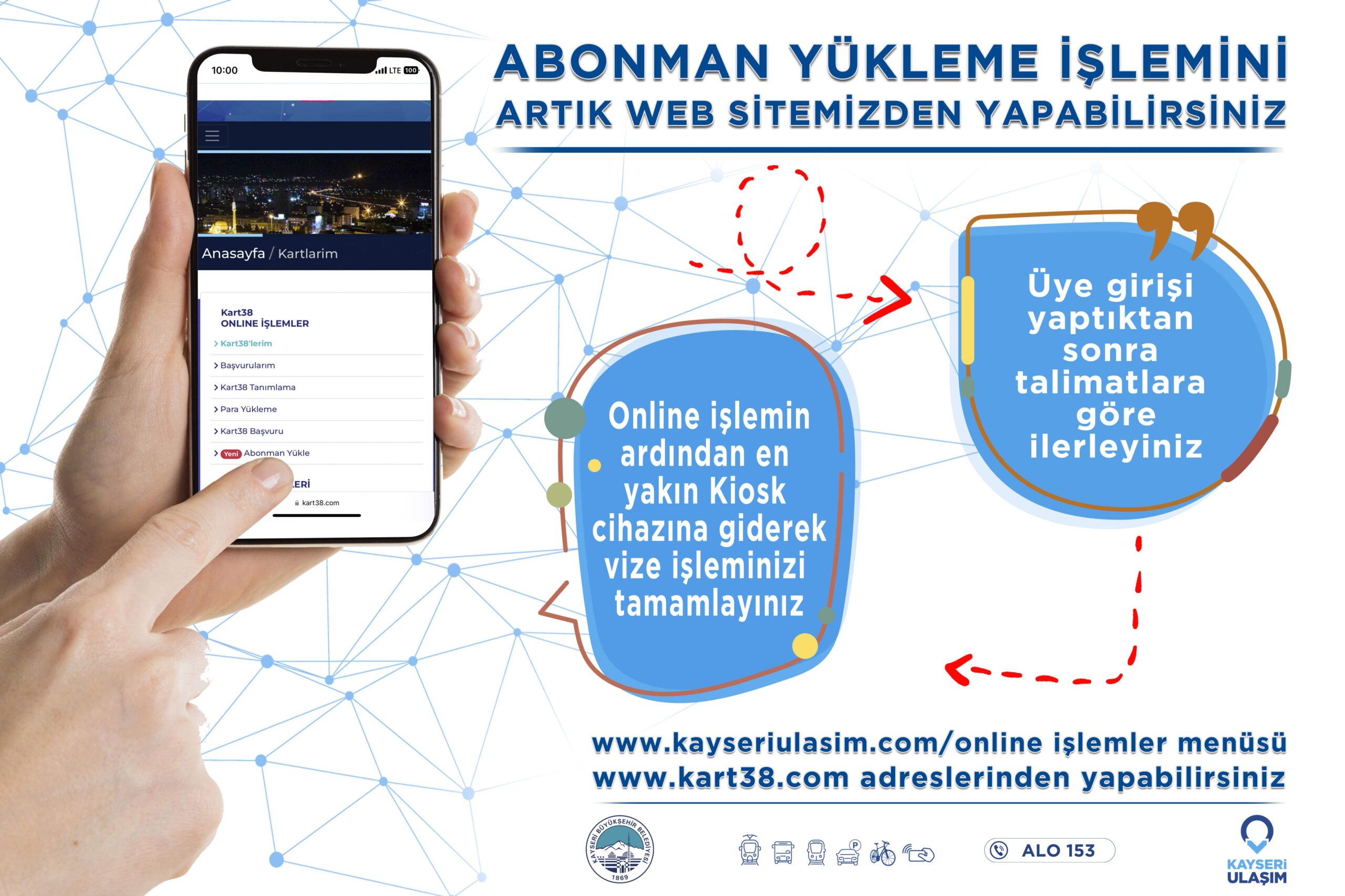 ONLİNE ‘ABONMAN KART’ YÜKLEME HİZMETİ