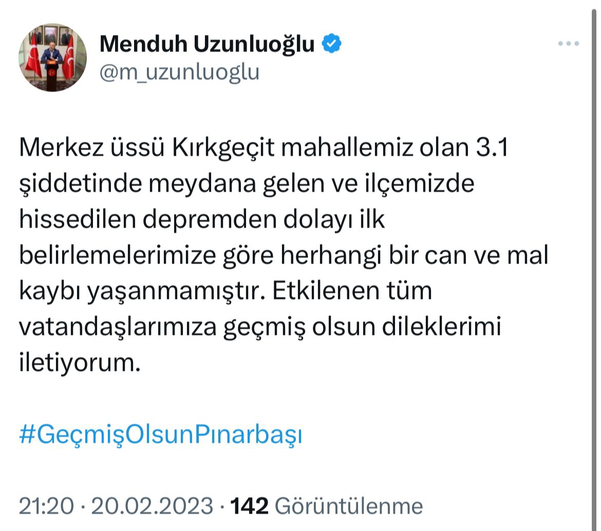 PINARBAŞI’NDA YAŞANAN DEPREMDE CAN VE MAL KAYBI YOK