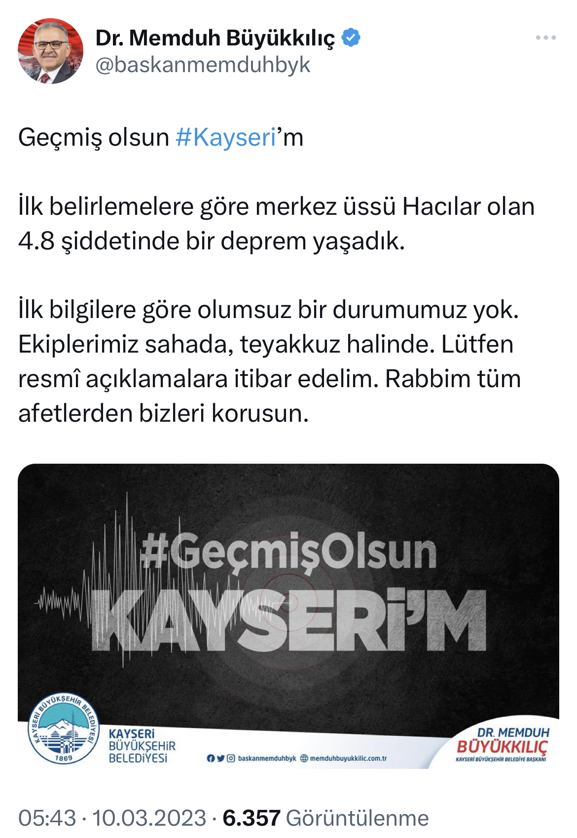 Deprem sonrası ilk resmi açıklama geldi